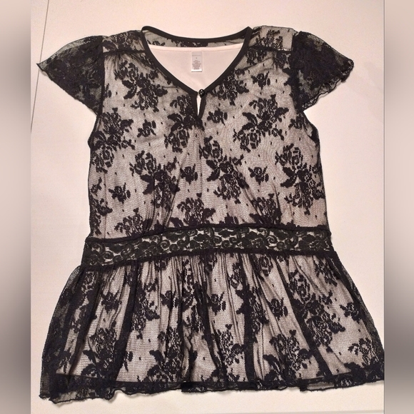 Merona Black Lace Blouse - Picture 3 of 8